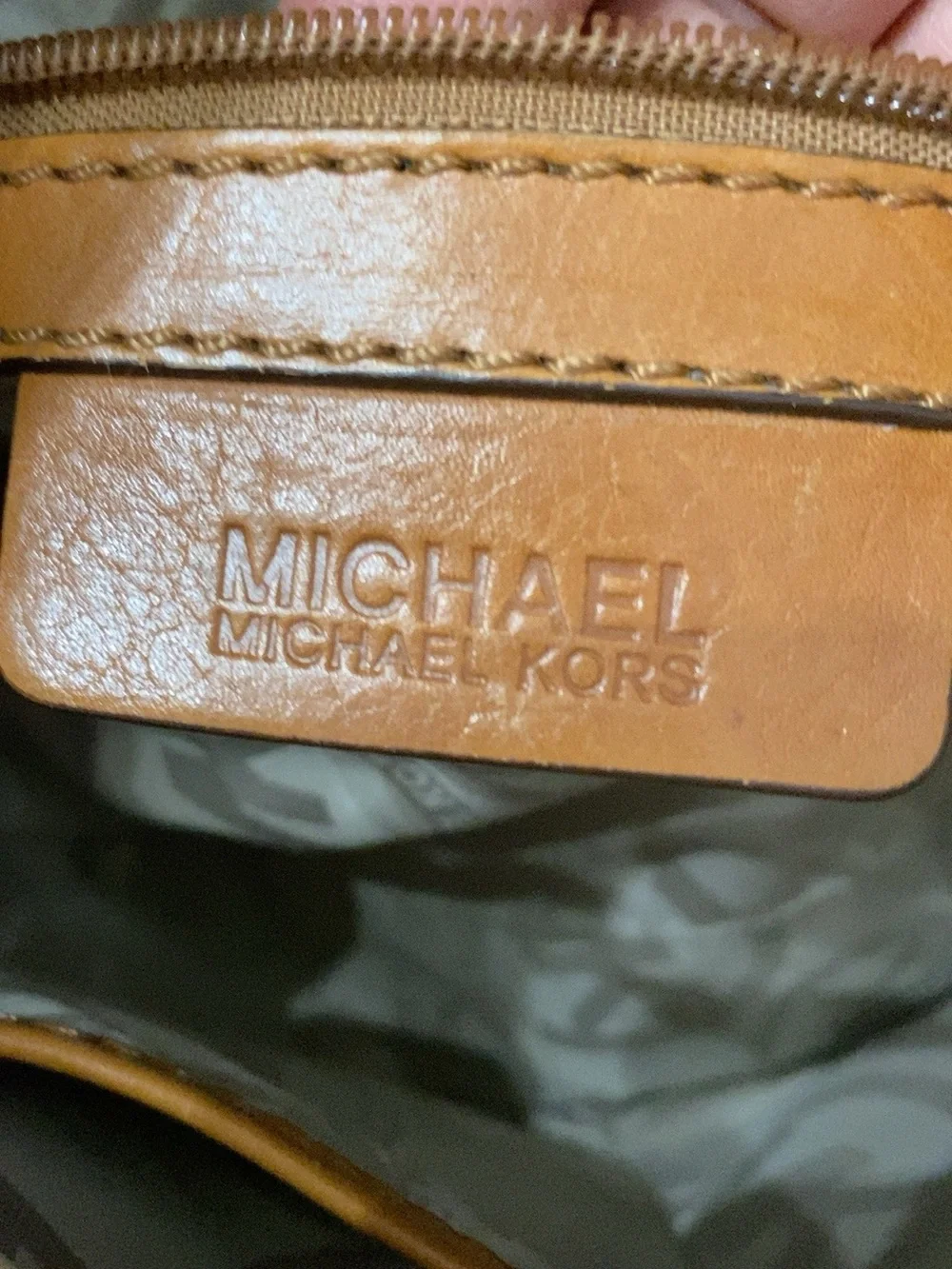 Michael Kors Hamilton Beige and Brown Logo Satchel